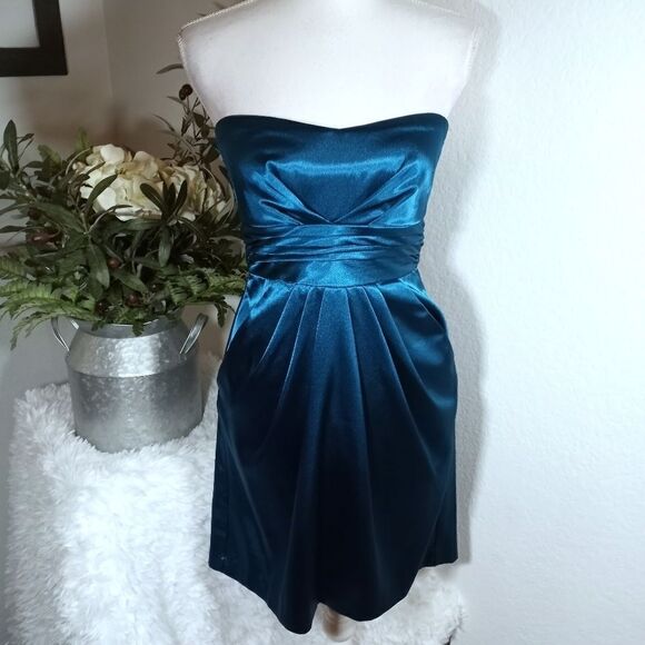 TWEEZE ME TEAL STRAPLESS DRESS SZ.7 EUC - Picture 2 of 6